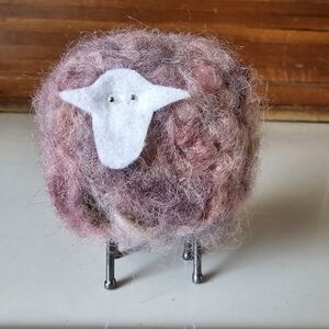 Handmade Lavender Purple Shetland Wool Sheep Figurine New